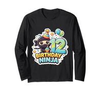12 Anni Compleanno Ninja Ragazzi Dodici 12 ° Festa Dodicesimo Maglia a Manica