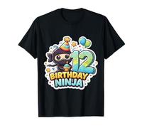12 Anni Compleanno Ninja Ragazzi Dodici 12 ° Festa Dodicesimo Maglietta