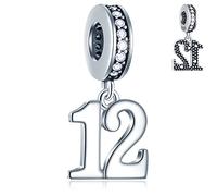 12 anni di compleanno Dangle Charms si adatta Pandora Donne Bracciale, 925 argento Sterling 12 ° anniversario Pendente Perline con pietre di nascita, numero 12 Bday Regali per gli amici/sorella