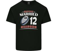 12 Anno Matrimonio Anniversario 12th Rugby Uomo Cotone T-Shirt