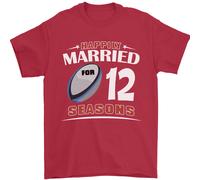 12 Anno Matrimonio Anniversario 12th Rugby Uomo T-Shirt 100% Cotone
