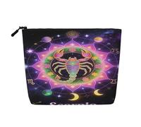 12 Astrologia Zodiaco Scorpione Borsa per il trucco da donna Borsa da toilette portatile da viaggio con cerniera Organizer