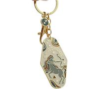 12 Astrology Signs Enamel Charm, Vintage Illustrated Zodiac Keychain, Unique Vintage Keyring, For Giving To Friends And Family (Sagittarius)