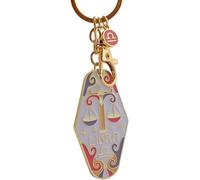 12 Astrology Signs Enamel Charm, Vintage Illustrated Zodiac Keychain, Unique Vintage Keyring, For Giving To Friends And Family (Libra)
