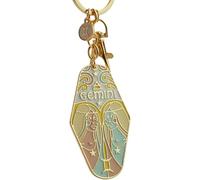 12 Astrology Signs Enamel Charm, Vintage Illustrated Zodiac Keychain, Unique Vintage Keyring, For Giving To Friends And Family (Gemini)