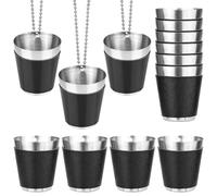 12 bicchieri da liquore da 30 ml, in acciaio inox nero, catena di bicchierini riutilizzabili, per feste, shot, in metallo, da appendere per matrimoni, feste di carnevale, addio al celibato