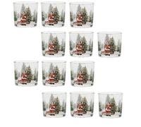 12 Bicchieri in vetro decoro albero e babbo natale per una tavola festosa natali