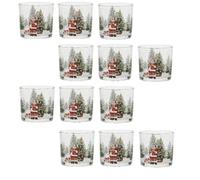 12 Bicchieri in vetro decoro albero e babbo natale per una tavola festosa natalizio rosso decorazione addobbi di casa cl25 idea regalo