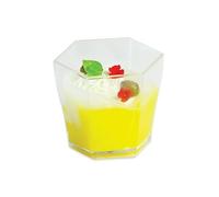 12 Bicchierini Esagonali - Finger Food in plastica Trasparenti - 5,5x4,5cm - bicchieri coppette da dessert monoporzione - Contenitori Riutilizzabili per Budini, Mousse, Gelati, dolci e salati