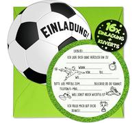 12 biglietti di invito da calcio + buste per feste di compleanno e feste - i biglietti luminosi di notte in design Soccer sono l'invito a calcio per ragazzi e ragazze e bambini per il compleanno
