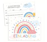 12 biglietti di invito glitterati, biglietti di invito al compleanno per bambini, biglietti di invito al compleanno arcobaleno per bambini