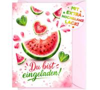 12 biglietti di invito per compleanno dei bambini con anguria e 12 buste, per feste estive, compleanni, spiaggia, frutta, feste in spiaggia, piscina, piscina all'aperto