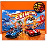12 biglietti di invito per compleanno dei bambini e bambine + 12 buste, le auto giocattolo Party sono l'auto da corsa, invito per bambini, compleanno, Go-Kart Formula 1 Monster Truck
