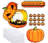 12 Biglietti di Invito per Halloween, Biglietti di Invito a Zucca, Invito di Halloween per Bambini,con Buste e Adesivi,Invito per Feste di Halloween e Feste Horror