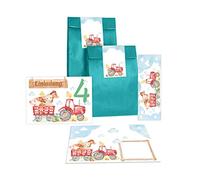 12 biglietti di invito per il 4° compleanno dei bambini, inviti quarto compleanno, ragazza, ragazzo, fattoria, incl. 12 buste, 12 sacchetti/petrolio, 12 adesivi, 12 segnalibri