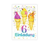 12 biglietti di invito per il 6° compleanno dei bambini, ragazze, ragazzi, conigli, fantastici inviti per sesto compleanno, compleanno delle ragazze