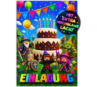 12 biglietti di invito per il compleanno dei bambini e bambine. Le carte Gamer Party sono un invito per giocatori per ragazzi, ragazze, bambini, compleanno, videogiochi, serata di gioco