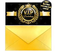 12 biglietti di invito VIP + 12 buste dorate per ragazze e adulti - i biglietti per feste sono l'invito VIP per la festa della gioventù, Capodanno, matrimonio, compleanno, invito, compleanno dei