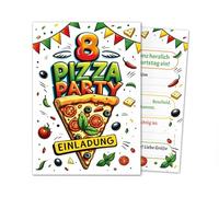 12 biglietti d'invito per l'8° compleanno dei bambini, per pizza, feste, pizza, per bambini, inviti di compleanno
