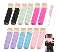 12 bigodini naturali e soffici per il volume delle clip per capelli, con 1 pettine dona volume ai capelli, non adatto per donne e ragazze (6 colori)