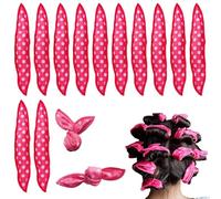 12 bigodini rosa senza calore, bigodini in spugna, ondulati per capelli lunghi e corti, per dormire in bigodini, stile retrò, a pois, accessori per capelli fai da te, cuscino dall'aspetto naturale