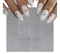 12 Blatt Argento Adesivi per Unghie, Motivi di Stelle e Lune, Adesivi Autoadesivi per Unghie con Serpente