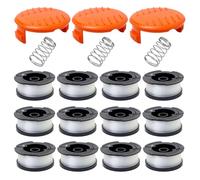 12 bobine per tagliaerba compatibili con Black e Decker, diametro 1,65 mm, bobina tagliaerba da 10 m, contiene 12 bobine di ricambio, 3 coperture per bobine di ricambio e 3 molle di ricambio