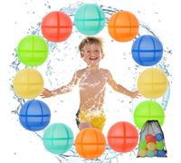 12 bombe d'acqua riutilizzabili, bombe d'acqua a chiusura automatica, bomba d'acqua ricaricabili per bambini e adulti, palloncini ad acqua per esterni, piscina