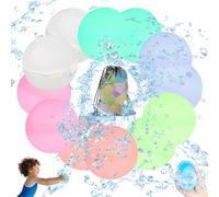 12 bombe d'acqua riutilizzabili, bombole d'acqua ricaricabili, palloncini in silicone ecologico, per piscina, spiaggia e divertimento all'aperto