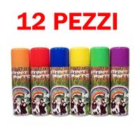12 Bombolette Spray Stelle Filanti Colorate Street Party Solchim per Carnevale