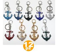12 BOMBONIERE ANCORA COLORATA MARE 18 ANNI COMPLEANNO GLITTER PORTACHIAVI CHIAVE