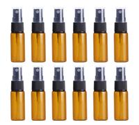 12 bottiglie in vetro ambrato vuote, rotonde, con atomizzatore trasparente, perfette per oli essenziali, aromaterapia e altri prodotti cosmetici (15 ml)