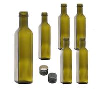 12 Bottiglie Per Olio E Liquore 250 ml - Marasca Quadre Vuote In Vetro Scuro Uvag con Dosatore Olio Salvagoccia e Tappo Ermetico - Made In Italy - Uso professionale e domestico