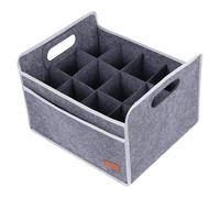 12 Bottle Wine Carrier, Thicken Felt Wine Bags For Bottles Travel, Foldable Alcohol Carry Box For Liquor Champagne, Drinks, Compact Beer Bottle Storage, 14.96x12.6x10.63 Inches