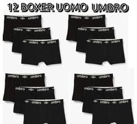 12 BOXER UOMO UMBRO 701 Nero Intimo COTONE ELASTICIZZATO BIELASTICO MUTANDA Slip