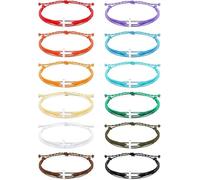 12 braccialetti a croce per donne e uomini, corda in nylon regolabile, braccialetto intrecciato cristiano fatto a mano per adolescenti e bambini, gioielli cristiani fatti a mano, braccialetti a croce