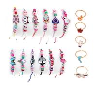 12 Braccialetti Intrecciati Per Ragazze, 5 Anelli, Braccialetti Di Compleanno Per Ragazze, Braccialetti Per Decorazioni Per Feste, Braccialetti Regolabili