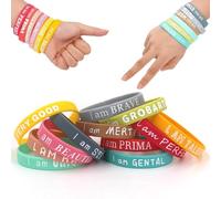 12 braccialetti motivazionali in silicone per bambini, braccialetti in silicone colorati, gadget compleanno bambini, regali motivazionali per studenti e adolescenti, regali di compleanno e feste.