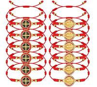 12 braccialetti rossi con nodo rosso e corda per uomo, regolabile, per uomini, donne, ragazze, come da immagine, as pictures shown