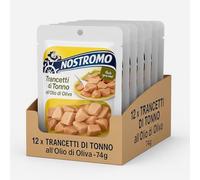 12 Buste Trancetti di Tonno all’Olio di Oliva 74g - Tonno Pronto all’Uso, Gusto Pieno e Morbido, Confezione Salva Freschezza, Ideale per Pasti Veloci, Insalate, Pizze e Panini, Totale 888g