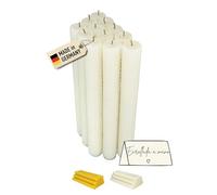 12 candele a bastoncino, 100% cera d'api dalla Germania, arrotolate a mano, altezza 20 cm, ca. Ø 2,2 cm, bianco, set di candele di alta qualità con stoppini di canapa per decorazione da tavolo, feste