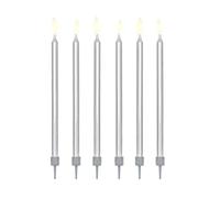 12 Candele ARGENTO Mezzo Stelo - candeline in Cera Maxi per Torte e Dolci, Decorazione per Feste, Compleanno, Matrimonio ECC.- Candela Matita H15cm