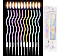 12 candele di compleanno, candele di torta a spirale, candele multicolore cupcake, utilizzate per decorare i colori di compleanno, matrimonio e festa