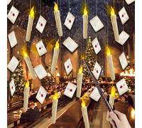 12 candele galleggianti con bacchetta, confezione da 2 collane con striscione horror, maghi galleggianti, candele magiche da appendere a LED senza fiamma, candele tremolanti a batteria, decorazione