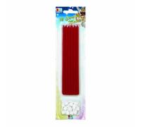 12 Candele "Matite" + supporti Rosse