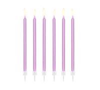 12 Candele Mezzo Stelo - Lilla - candeline in Cera Maxi per Torte e Dolci, Decorazione per Feste, Compleanno, Matrimonio ECC.- Candela Matita H15cm