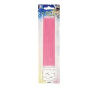 12 Candele ROSA Carico Mezzo Stelo - candeline in Cera Maxi per Torte e Dolci, Decorazione per Feste, Compleanno, Matrimonio ECC.- Candela Matita H15cm