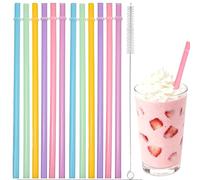 12 cannucce rigide riutilizzabili con spazzole per la pulizia, cannucce in plastica colorata, cannucce da 23 cm, colore arcobaleno, cannucce di ricambio per frullati, succhi di frutta, cocktail,
