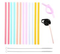 12 Cannucce Riutilizzabili in Silicone Grado Alimentare Senza Bpa Plastica Pieghevoli Lunghe,6 mm Cannuccia per Borraccia Ricambio, Cannuccia da Cucina Bottiglia,Cannucce per Bambini Lavabili