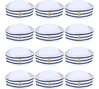 12 Cappelli da Marinaio Blu e Bianco Cappelli da Capitano per Uomo e Donna Accessori per Festa in Costume (Stile Delicato)